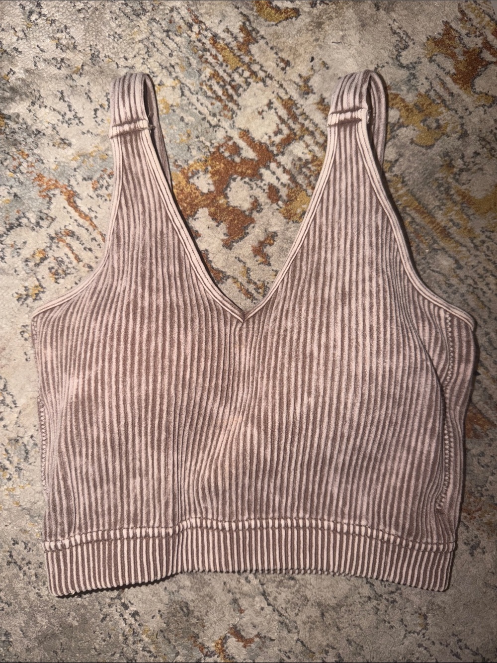 Zenana Ribbed V-Neck Tank Top - Dusty Rose